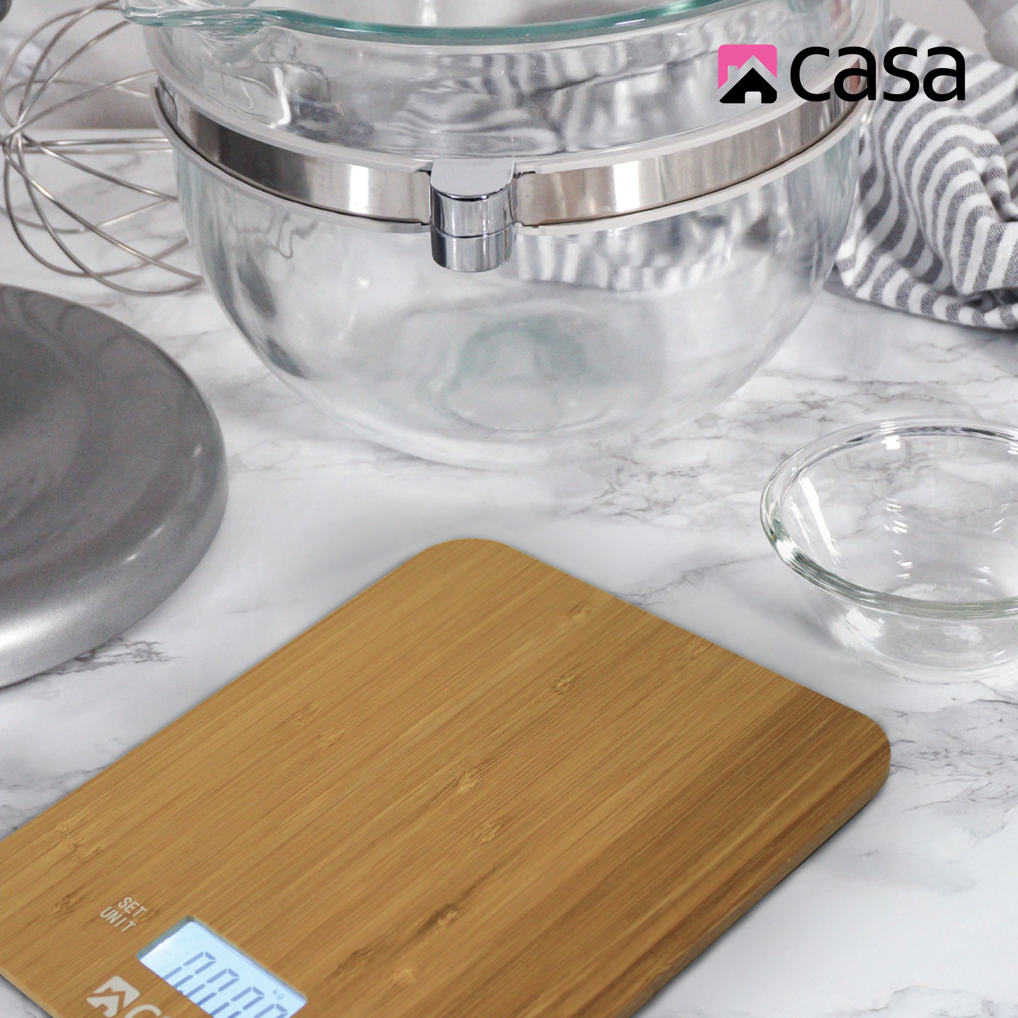 Kitchen Digital Scale - Bamboo - Clock & Timer